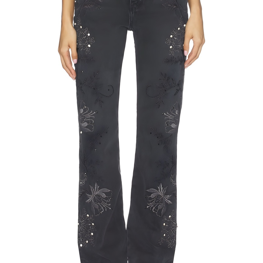 NWT FREE PEOPLE Irie Embellished Wide Leg Jeans in Phantom Size 32 We the Free